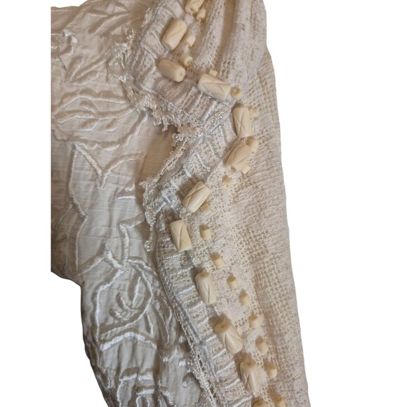 Sandy Starkman Vintage 90s Boho Ornate Embroidered Embellished Jacket Ivory Sz M - Picture 2 of 5